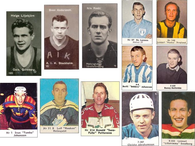 Svart-vita bilderna är från 30-talet. Sedan är det fotbollbilder från 1963-67, och ishockey 1963-68.